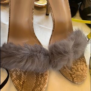 Tan Snake Skin Design W/ Faux Fur High Heels